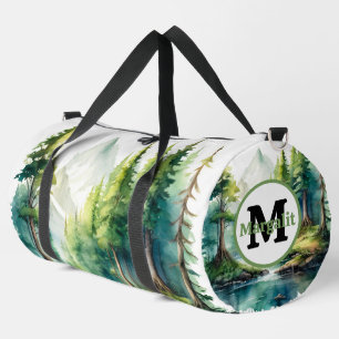 Aquarellbäume Landschaft Fluss Grosser Duffle Bag