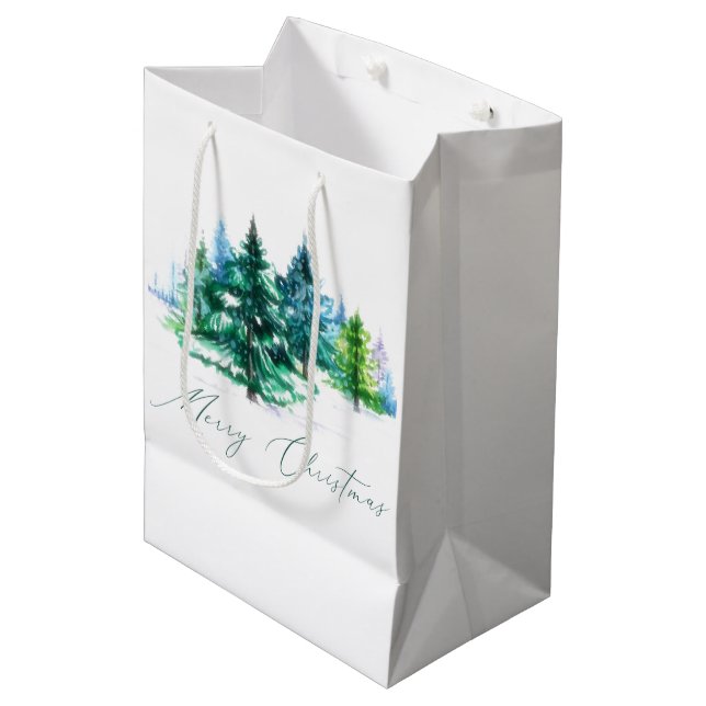 Aquarellbäume Mittlere Geschenktüte (Vorderseite Schrägansicht)