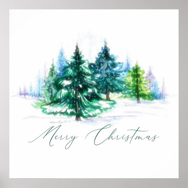 Aquarellbäume Poster (Vorne)