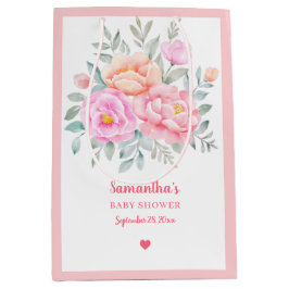 Aquarellbäume Rose Rosa Blumenstrauß Mittlere Geschenktüte