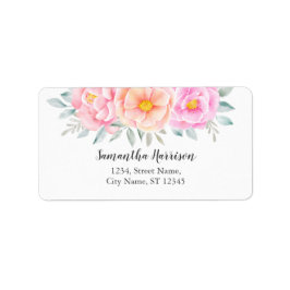 Aquarellbäume Rose Rosa Pfirsichpfirsich Boho Adressaufkleber