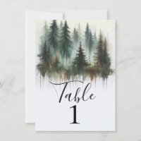 Aquarellbäume Rustikale Wildnis Tischnummer