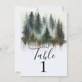 Aquarellbäume Rustikale Wildnis Tischnummer