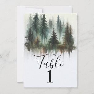 Aquarellbäume Rustikale Wildnis Tischnummer