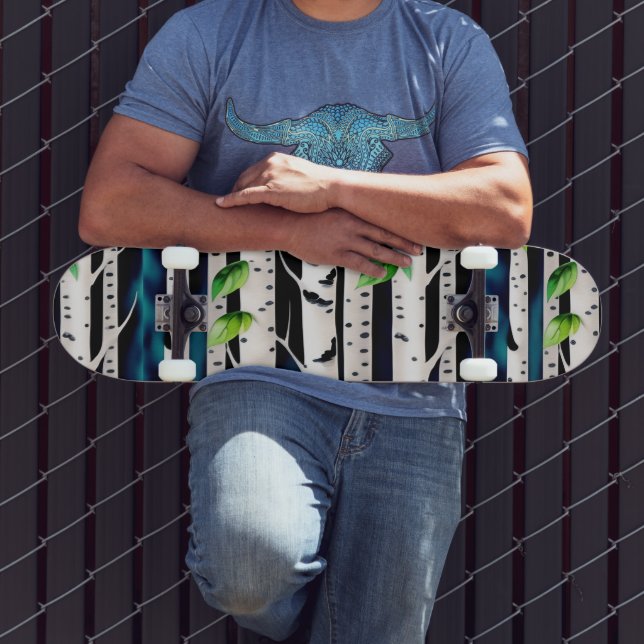 Aquarellbäume Skateboard (Außenbereich 3)