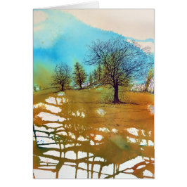 Aquarellbäume Tinte Landschaft Herbst