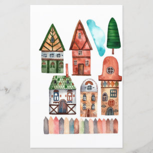 Aquarellbäume zum Ausschneiden und Kollagen von Ge