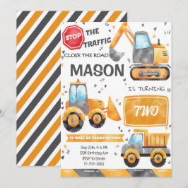 Aquarellbauwagen Einladung zum Geburtstag