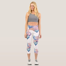 Aquarellbemalte Herzen Capri Leggings