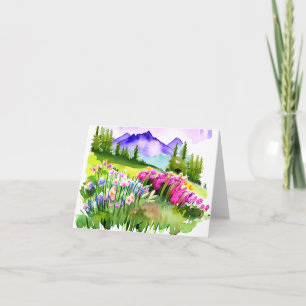Aquarellberg und Wildblumen anpassbar Karte