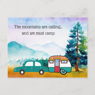 Aquarellberge Auto und Camper Adressänderung Postkarte