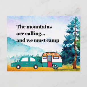 Aquarellberge Auto und Camper Neue Adresse Po Postkarte