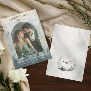 Aquarellberge & Kiefern Hochzeit Save The Date