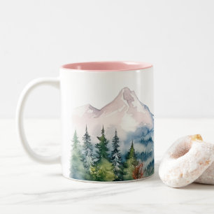 Aquarellberge Winter Zweifarbige Tasse