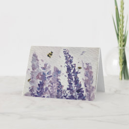 Aquarellbienen in Lavendel Karte