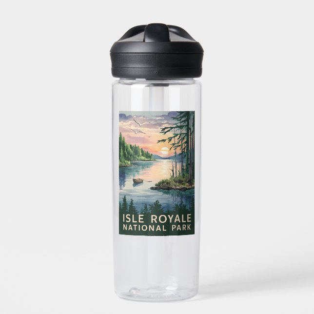 Aquarellbild der Isle Royale Trinkflasche (Vorderseite)