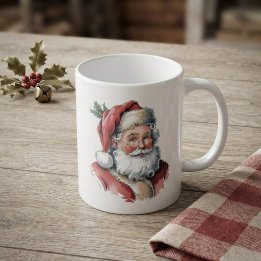 Aquarellbild des Weihnachtsmanns Kaffeetasse
