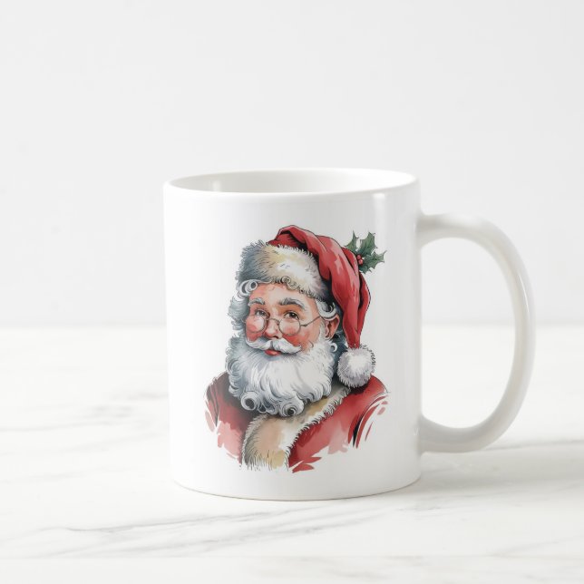Aquarellbild des Weihnachtsmanns Kaffeetasse (Rechts)