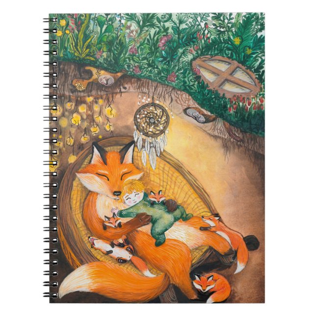 Aquarellbild eines Burrow Papa Fuchs auf einem c Notizblock (Vorderseite)