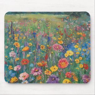 Aquarellbild eines Wildblumenfeldes Mousepad