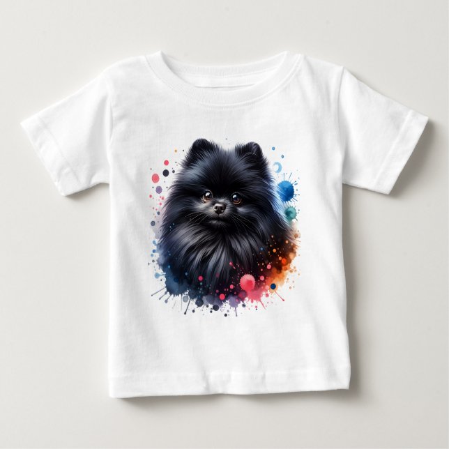 Aquarellbild für den Schwarzen Spitz Baby T-shirt (Vorderseite)