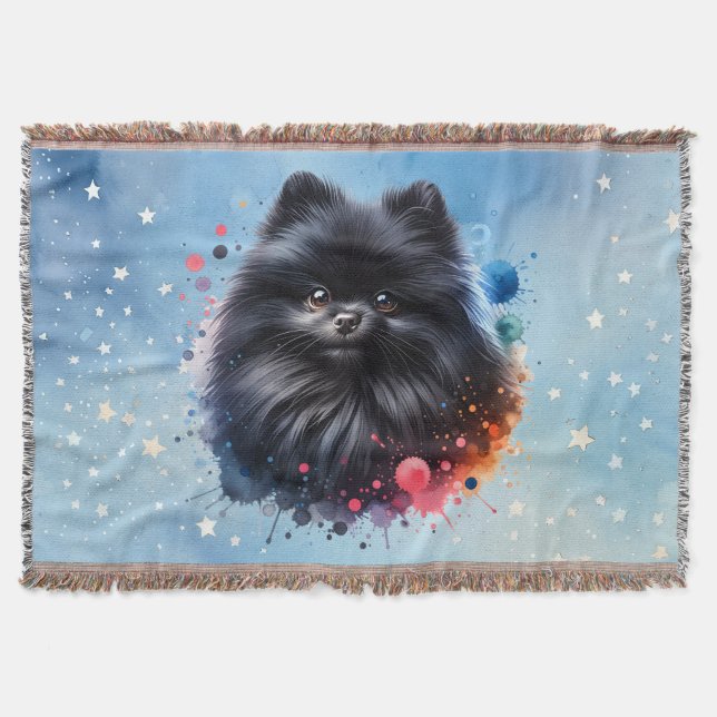 Aquarellbild für den Schwarzen Spitz Decke (Vorderseite)