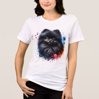 Aquarellbild für den Schwarzen Spitz Tri-Blend Shirt