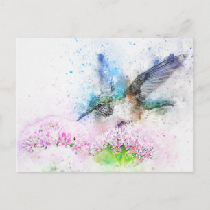 Aquarellbild Hummingbird-Illustration Postkarte