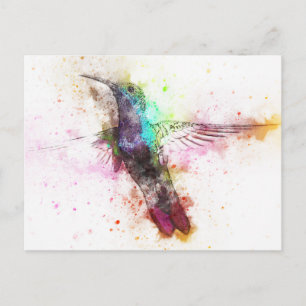 Aquarellbild Hummingbird-Illustration Postkarte