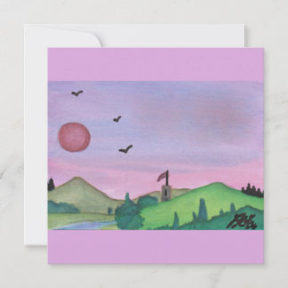 Aquarellbild Mittelalterlicher Turm Die Natur Einladung