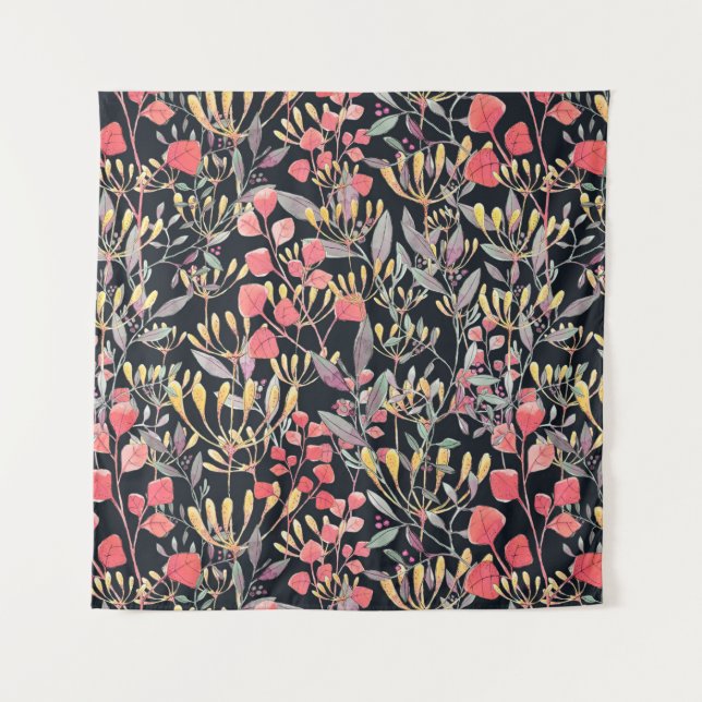 Aquarellbild nahtlose Blume m Wandteppich (Vorderseite)