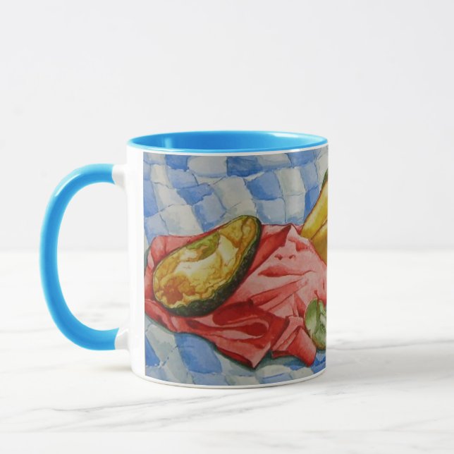 Aquarellbild noch lebendes Bild exotischer Früchte Tasse (Links)