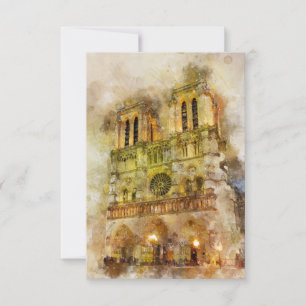 Aquarellbild Notre Dame Kathedrale Paris Dankeskarte
