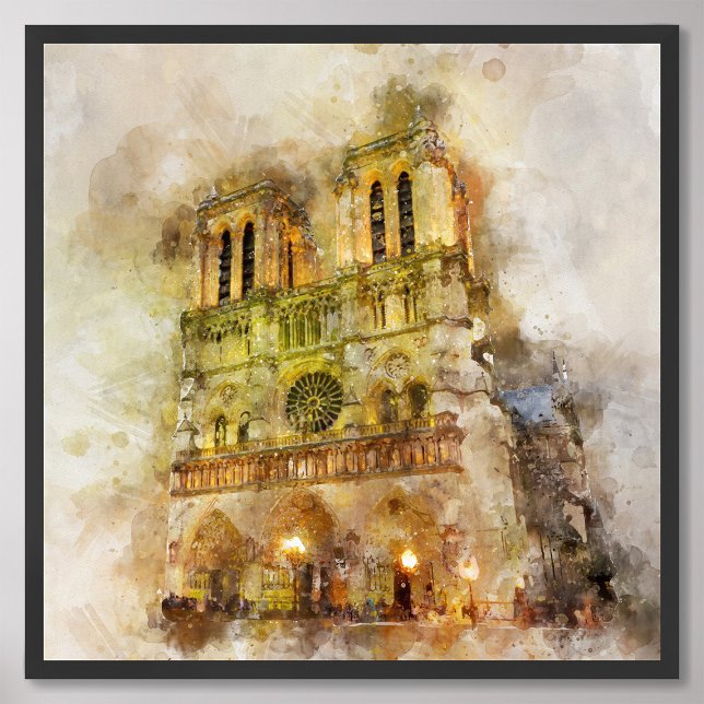 Aquarellbild Notre Dame Kathedrale Paris Fotodruck (Von Creator hochgeladen)