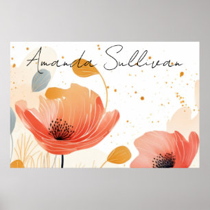 Aquarellbild rote Mohnblume Poster