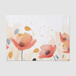 Aquarellbild rote Mohnblume Seidenpapier