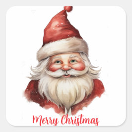 Aquarellbild Santa Claus Quadratischer Aufkleber