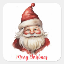 Aquarellbild Santa Claus Quadratischer Aufkleber