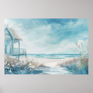 Aquarellbild Strandhaus Poster