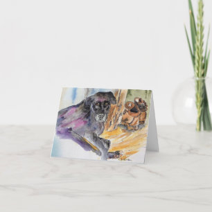 Aquarellbild von Montana-Welpe + süße Verse Karte