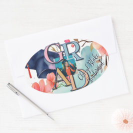 Aquarellbilder-Abschluss Ovaler Aufkleber