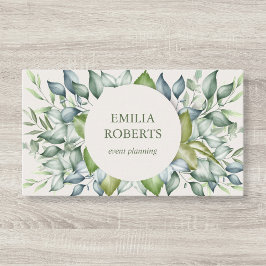 Aquarellbilder Blätter Grüne Elegante Visitenkarte