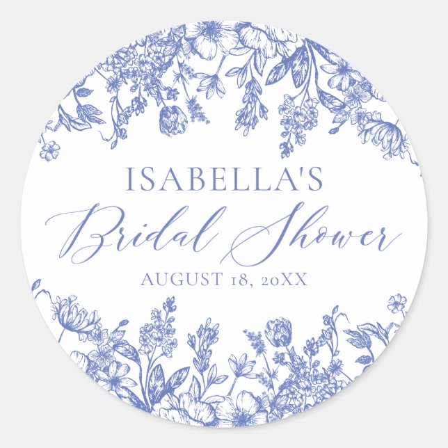 Aquarellbilder - Blaues Brautparty Runder Aufkleber (Vorderseite)