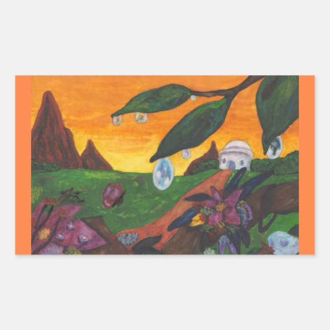 Aquarellbilder Butterfly Fantasy World Rechteckiger Aufkleber (Vorderseite)