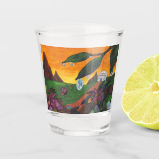 Aquarellbilder Butterfly Fantasy World Schnapsglas
