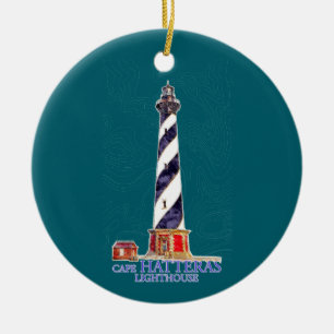 Aquarellbilder Cape Hatteras Leuchtturm Keramik Ornament