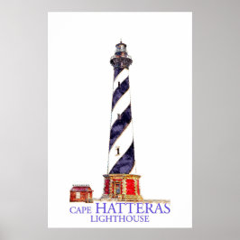 Aquarellbilder Cape Hatteras Leuchtturm Poster