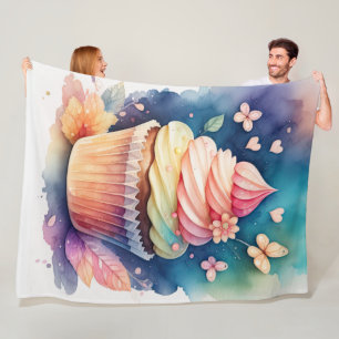 Aquarellbilder Cupcake Fleecedecke