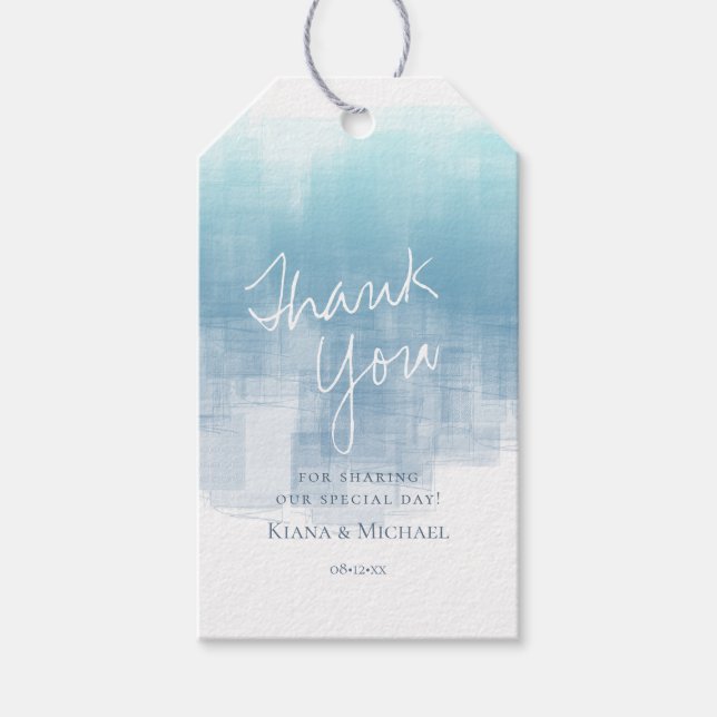 Aquarellbilder Danke Dusty Blue ID774 Geschenkanhänger (Vorderseite)