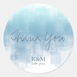 Aquarellbilder Danke Dusty Blue ID774 Runder Aufkleber